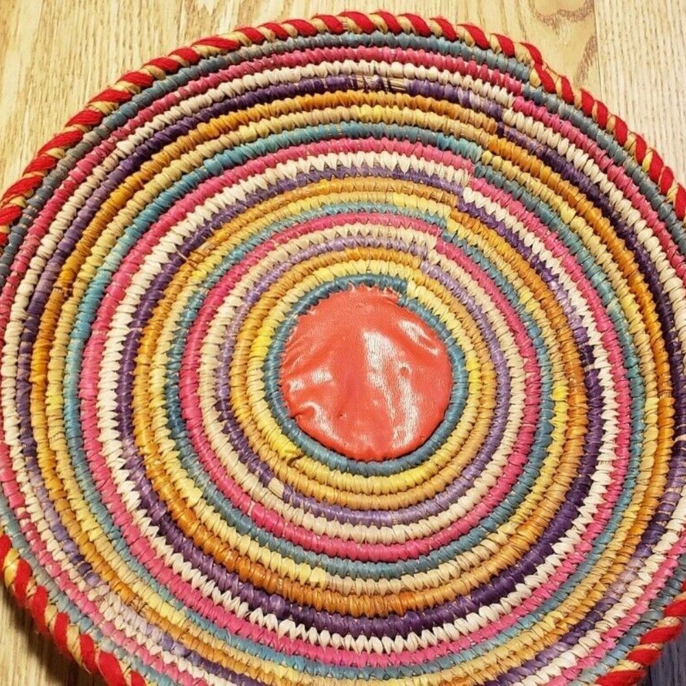 Colorful Wicker Basket Bowl Multi-Color - Picture 2 of 9